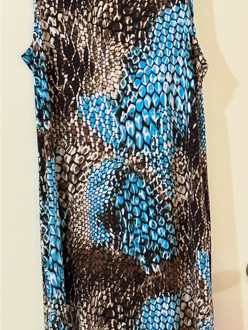 Blue Snake-Print Sleeveless Women’s Dress